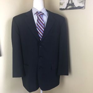 Paul Dione navy blue striped blazer 42R